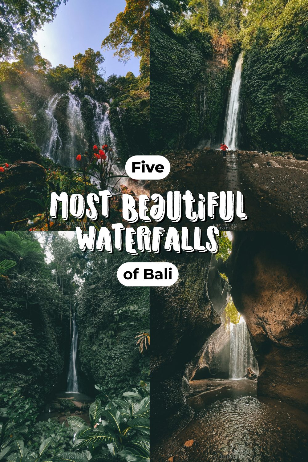 A collage of all the best waterfalls of Bali