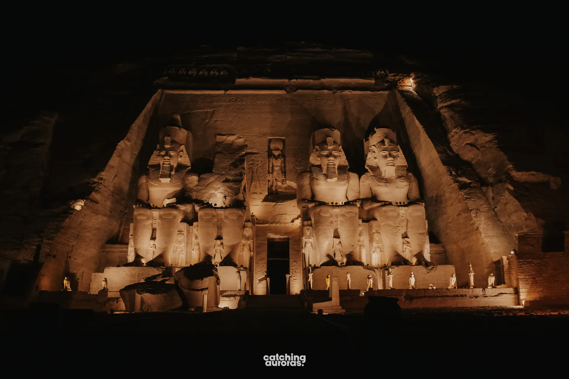 Abu Simbel at night: the Great Temple lit up