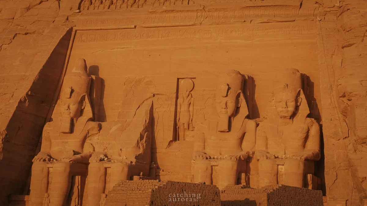 The massive statues of Ramses II in Abu Simbel