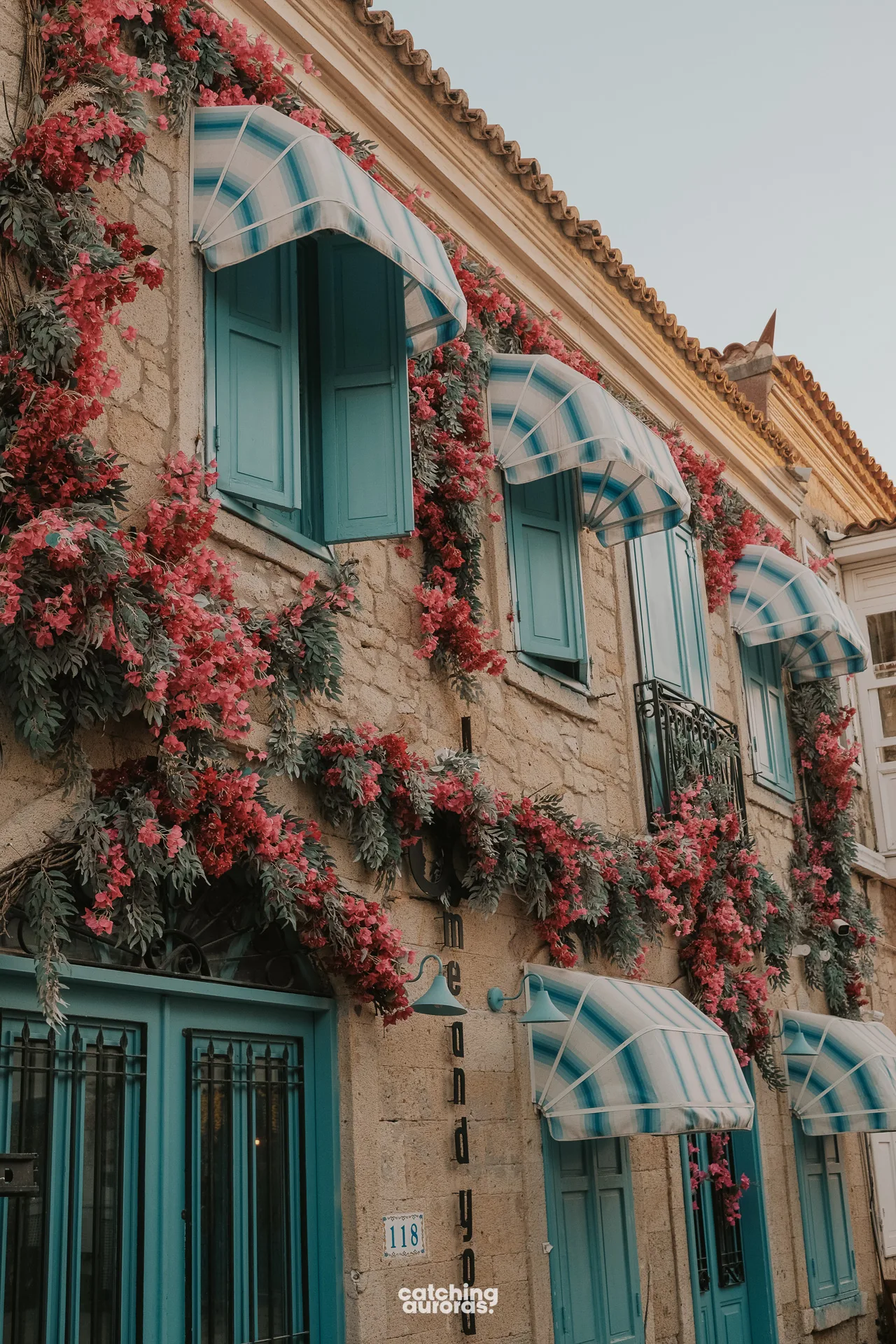The colourful houses in Alacati along the Aegean Coast