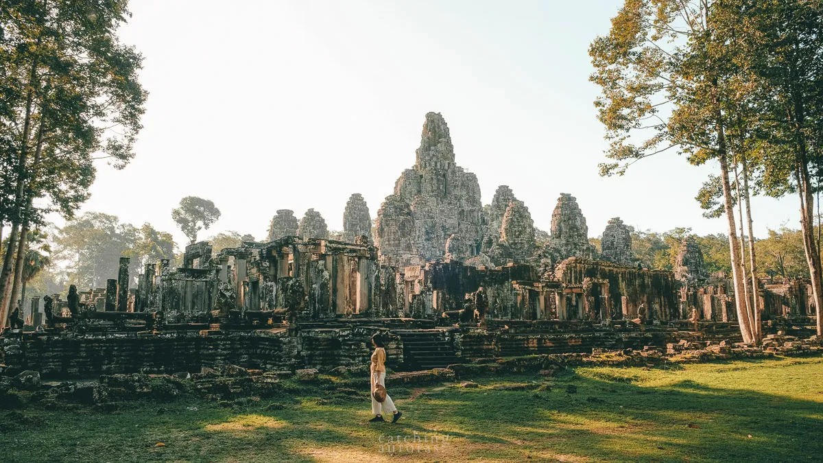 Bayon temple at sunset
