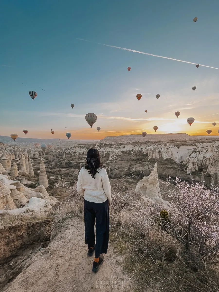 Watching the hot air balloons in Cappadocia