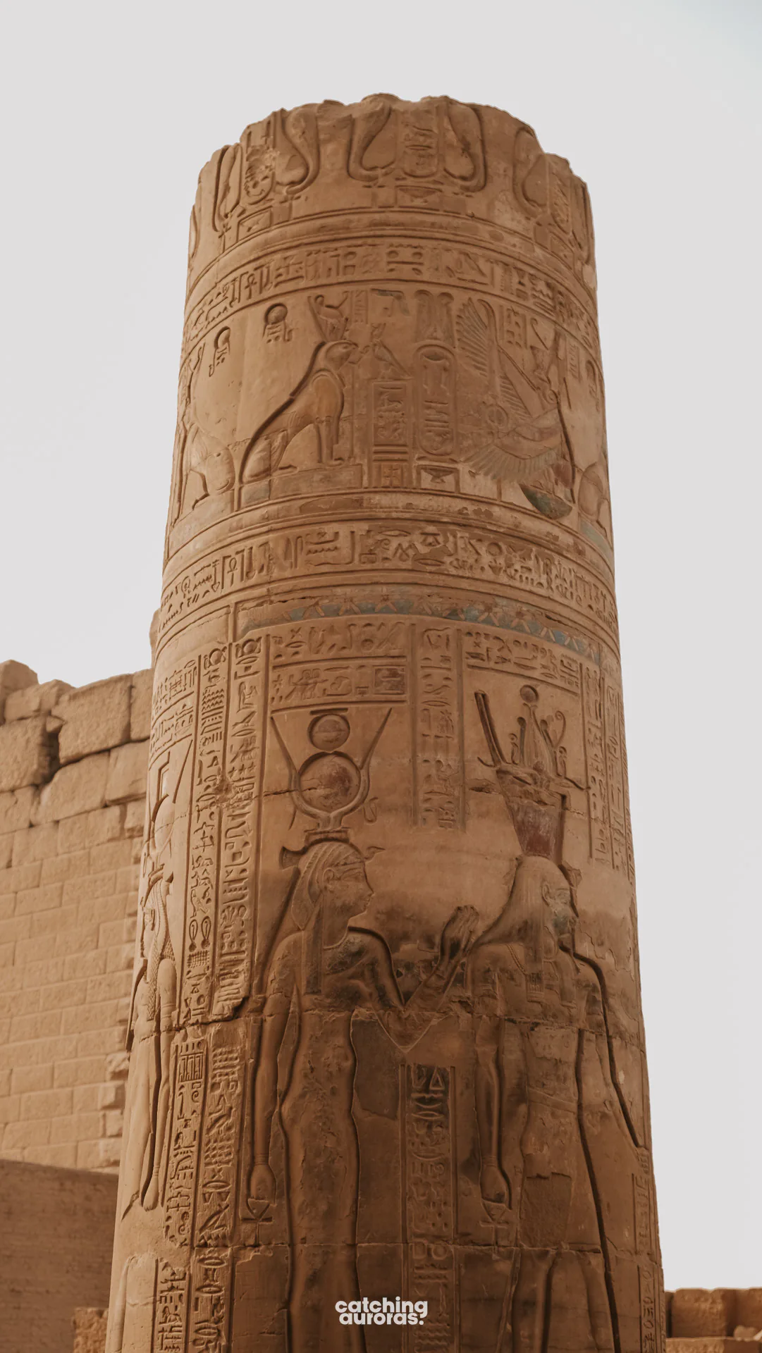 Close-up of a decorated column capital at Kom Ombo Temple