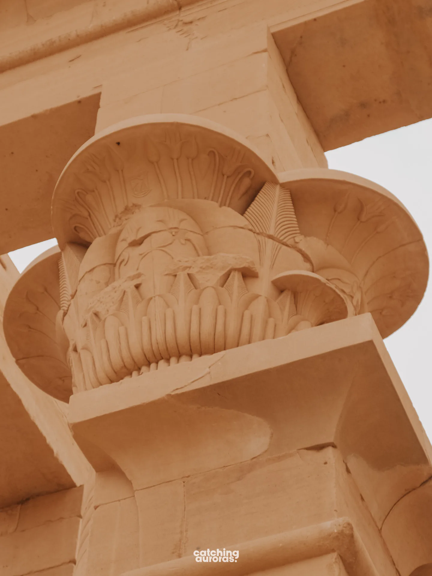 Closeup of a colonnade at Trajan's Kiosk at Philae temple, Aswan, Egypt.