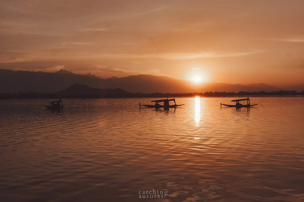 Sunset over Dal Lake in Srinagar