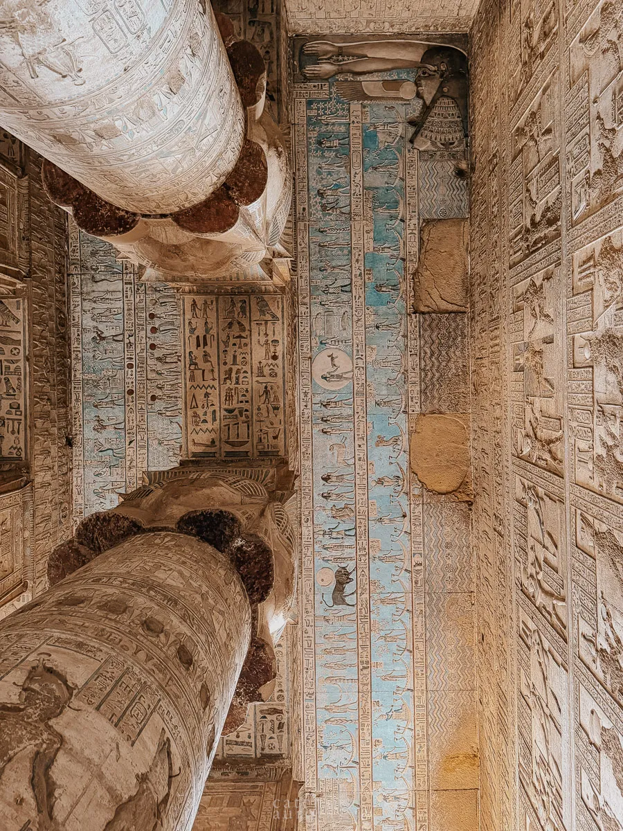 The astronomical ceiling in dendera with its original colors.