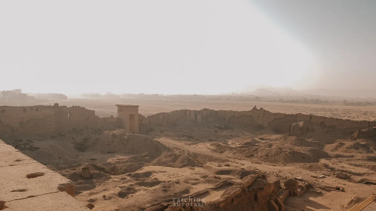 The immense temple complex and the surrounding brick wall as seen from the Panorama point
