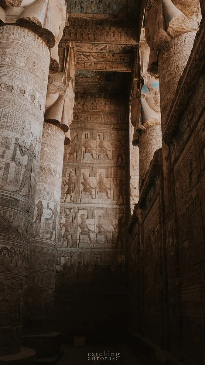 A closer look at the columns in the hypostyle hall