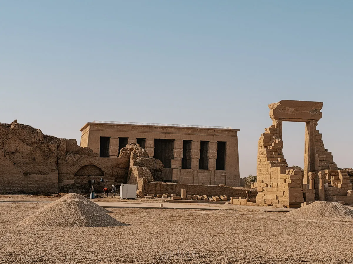The magnificent Temple of Hathor at Dendera, one of the best-preserved temples in all of Egypt.
