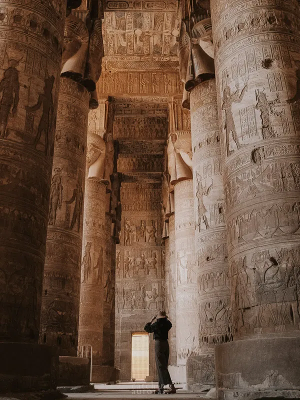 Image of a girl in Dendera temple in Egypt