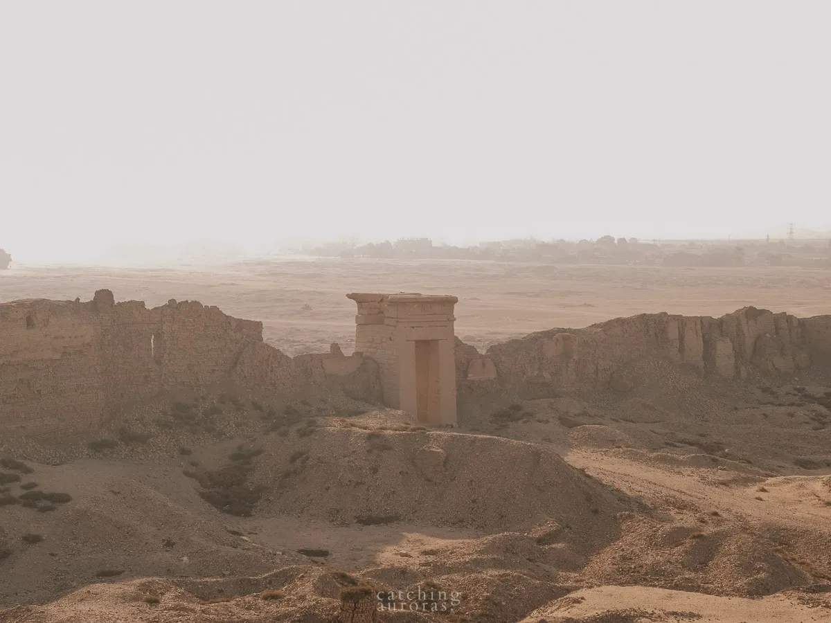 Ancient mudbrick enclosure wall surrounding the Dendera Temple complex Egypt