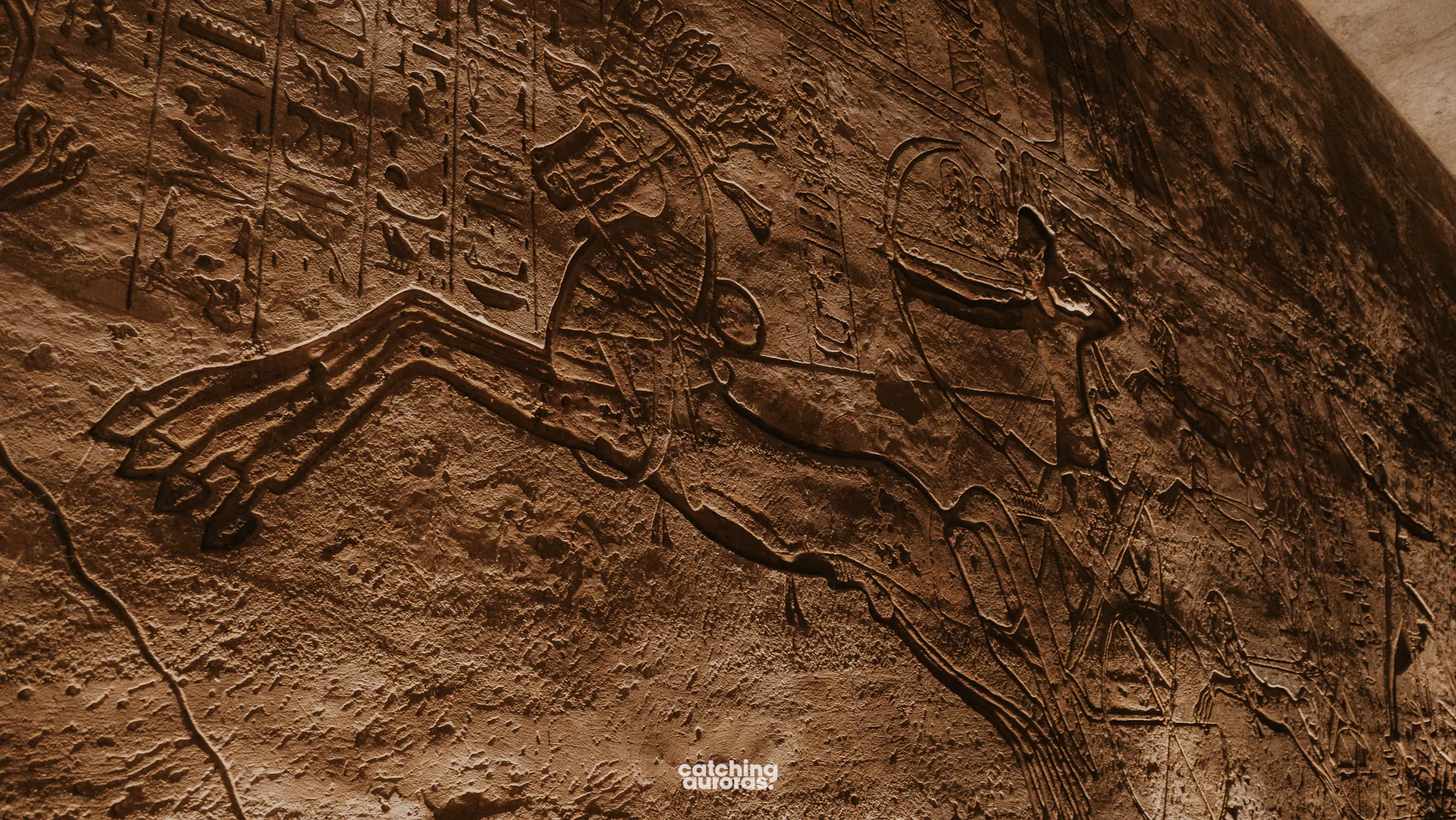 Battle of Kadesh relief inside the Great Temple of Abu Simbel with Ramesses II in his chariot