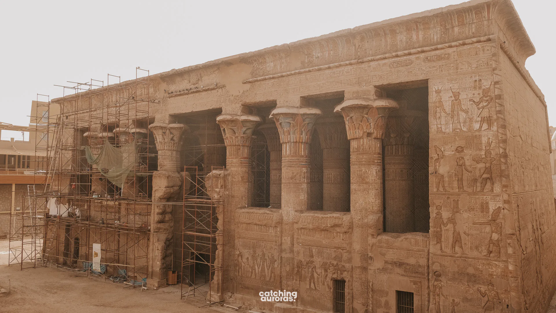 Entrance to the Temple of Khnum at Esna, set below the level of the surrounding streets.