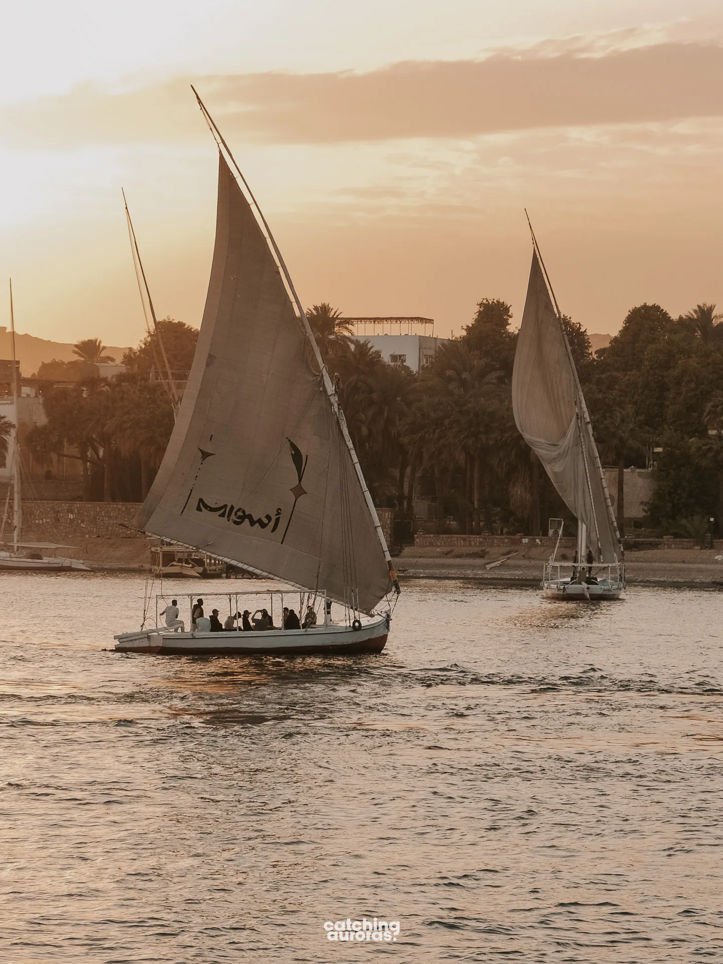 Feluccas and sunset over the Nile