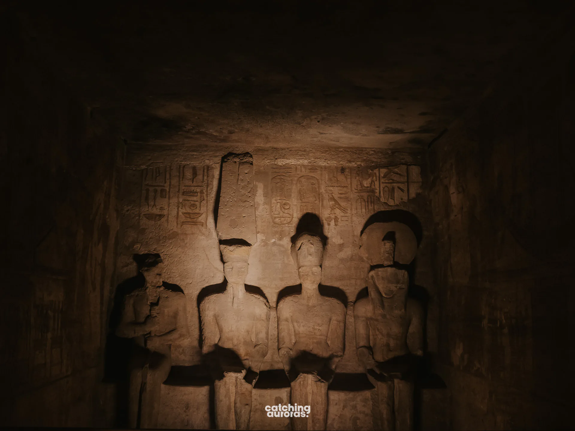 Four seated gods in the sanctuary of Abu Simbel’s Great Temple: Ptah, Amun-Ra, Ramesses II and Ra-Horakhty