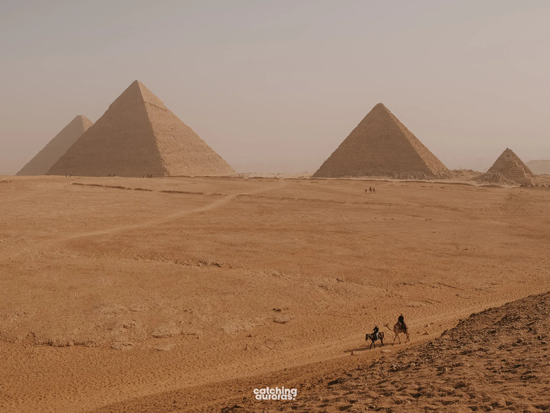 The three pyramids of Giza from the panorama viewpoint