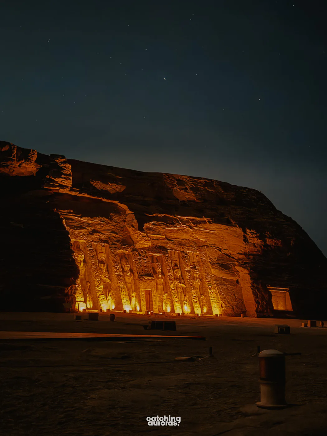 Illuminated Abu Simbel Small Temple during the Sound and Light Show