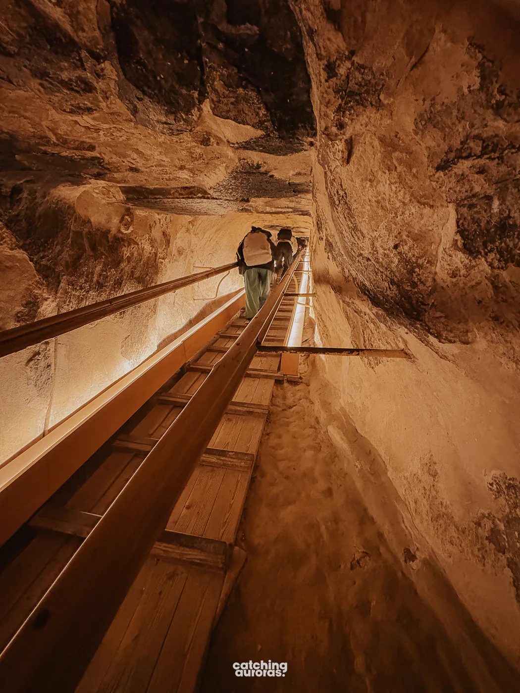 A narrow passage inside the Great Pyramid of Khufu