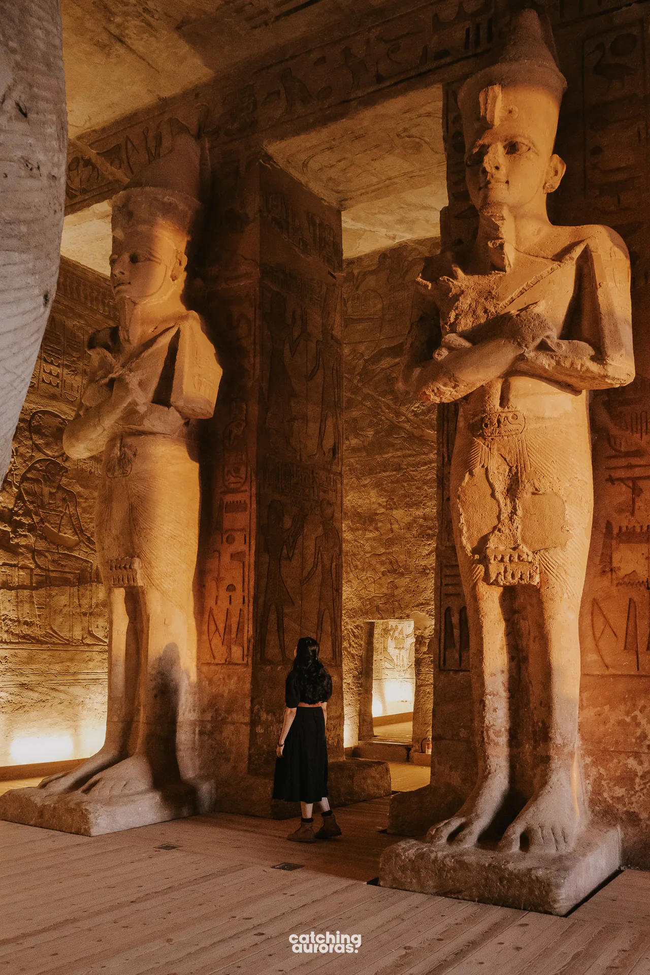 Interior hall of the Great Temple of Ramesses II lined with Osiride statues of Ramesses II at Abu Simbel