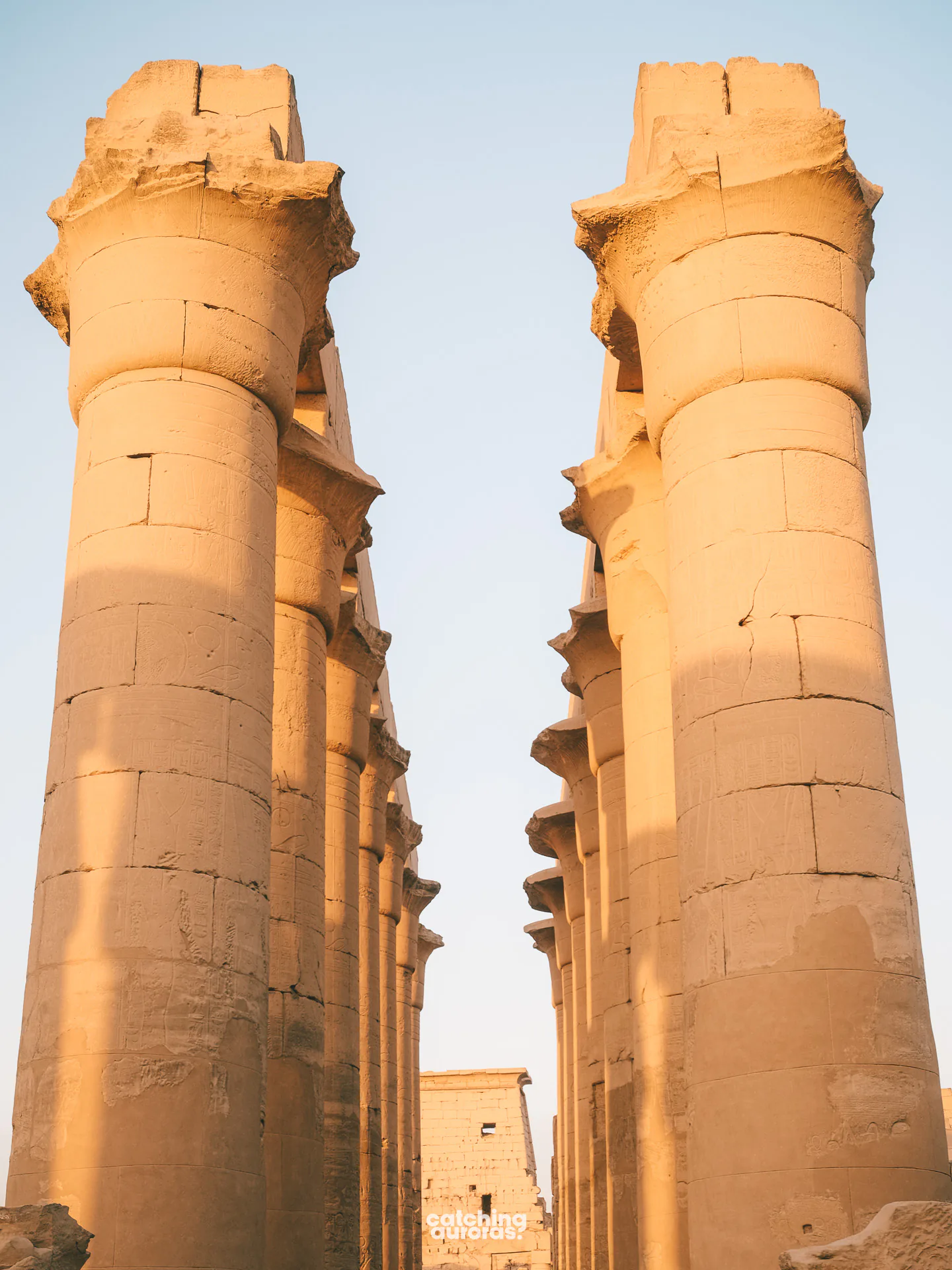 Luxor Temple columns at sunset on the East Bank