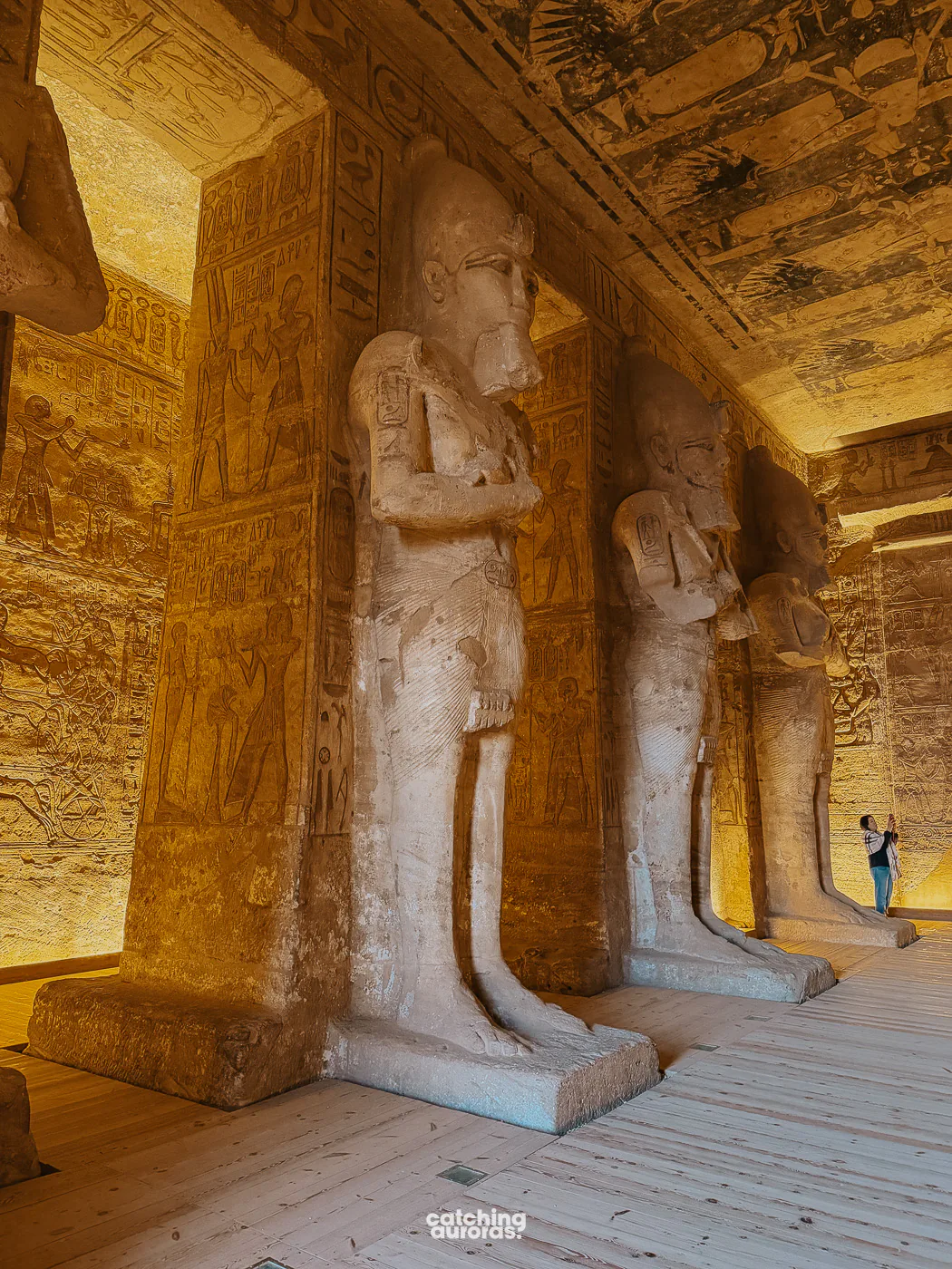 Osiride statues of Ramesses II lining the first hall of the Great Temple