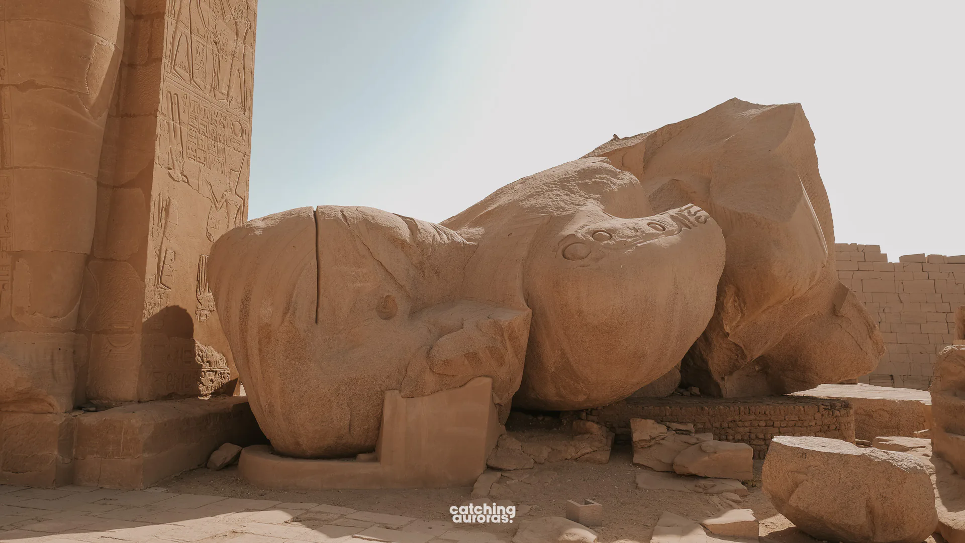 The colossal head in Ramesseum on the west bank of Luxor, Egypt