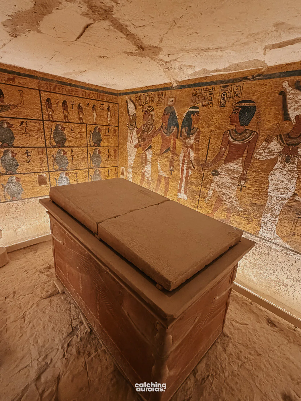 The only remaining sarcophagus in the Tutankhamun tomb, Valley of the Kings, Luxor Egypt