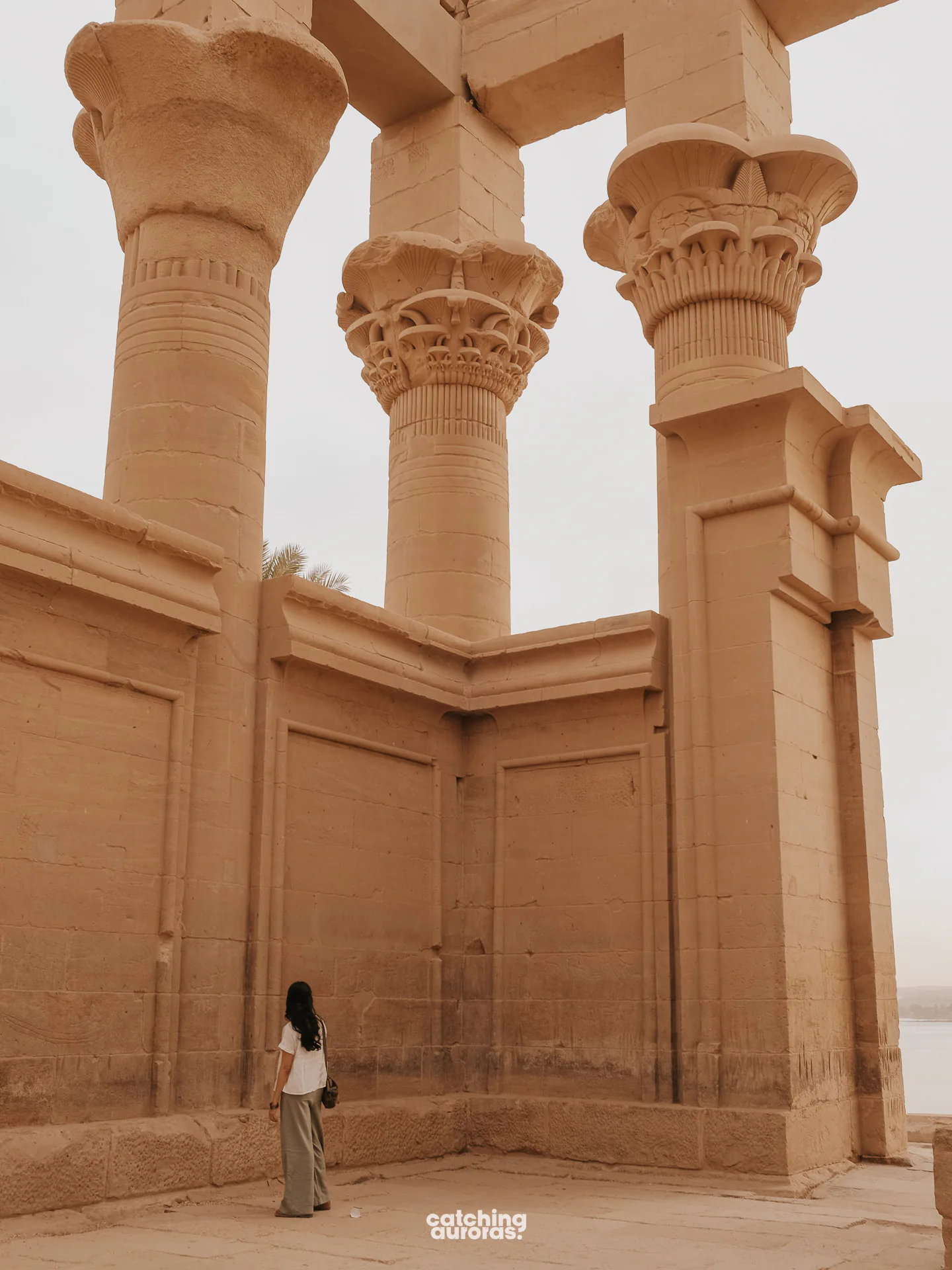 Trajan’s Kiosk at Philae, an open sandstone pavilion of columns beside the Nile, Aswan, Egypt.