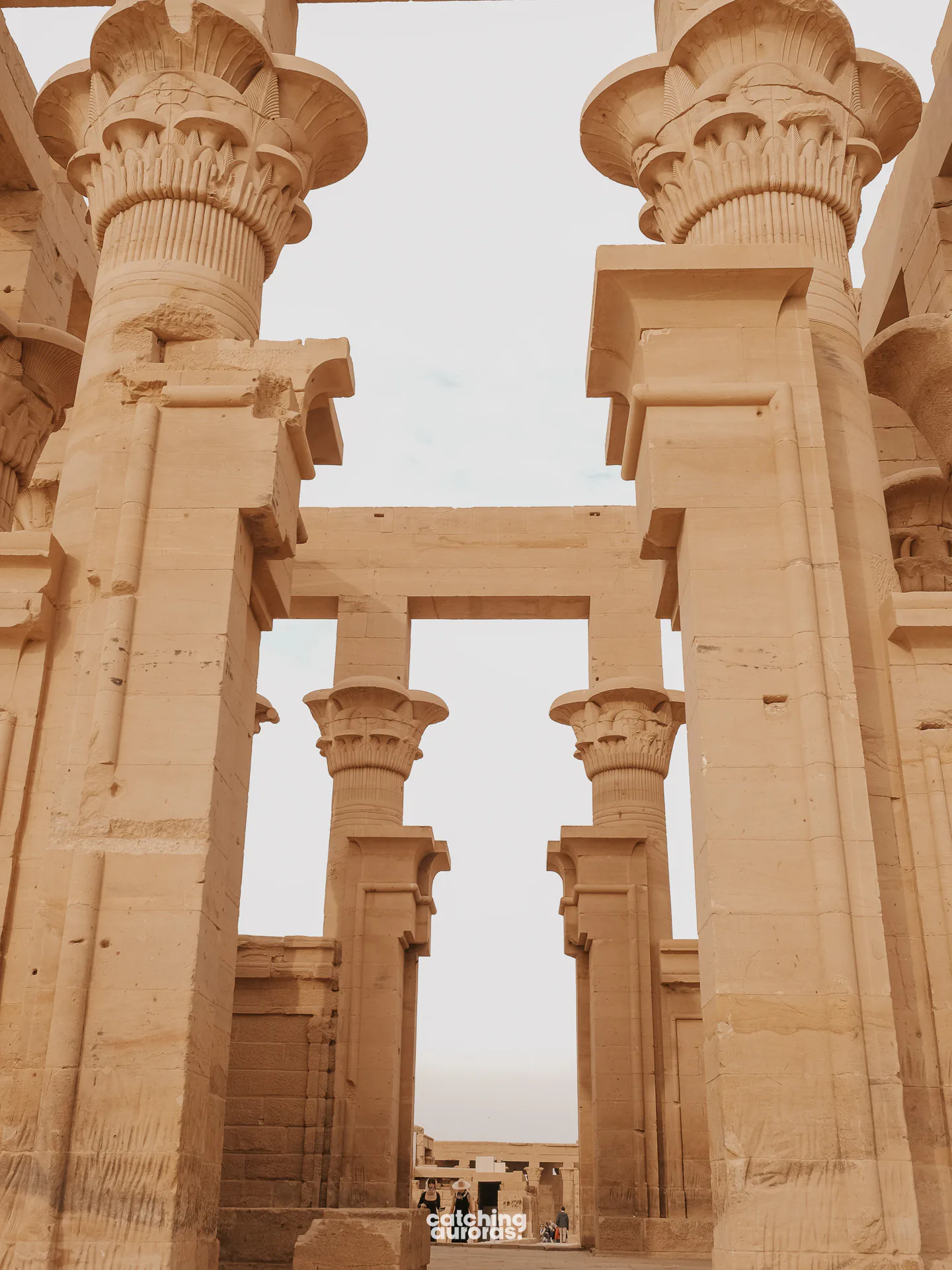 Trajan’s Kiosk at Philae, an open sandstone pavilion of columns beside the Nile, Aswan, Egypt.