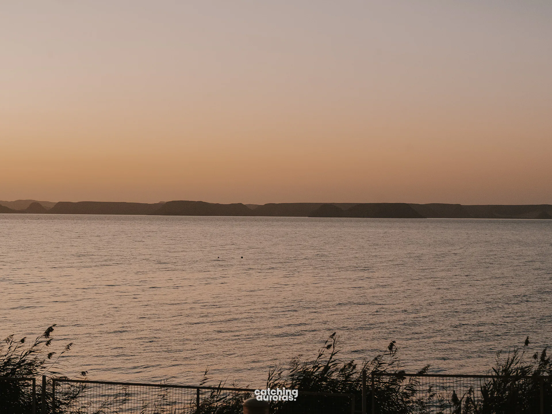 Lake Nasser at sunrise from the Abu Simbel temple complex